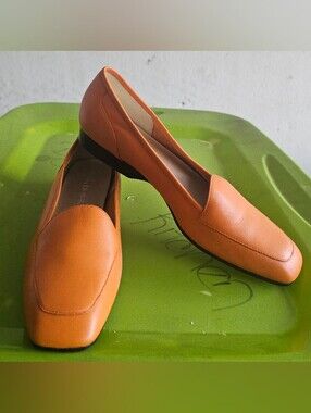 Classic Orange Women's Leather Loafers - Unbranded